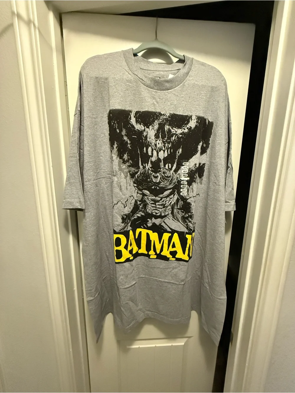 Batman Short Sleeve Tee in Gray and Yellow with Graphic Front